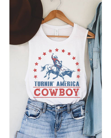 TURNIN AMERICA COWBOY GRAPHIC TANK TOP