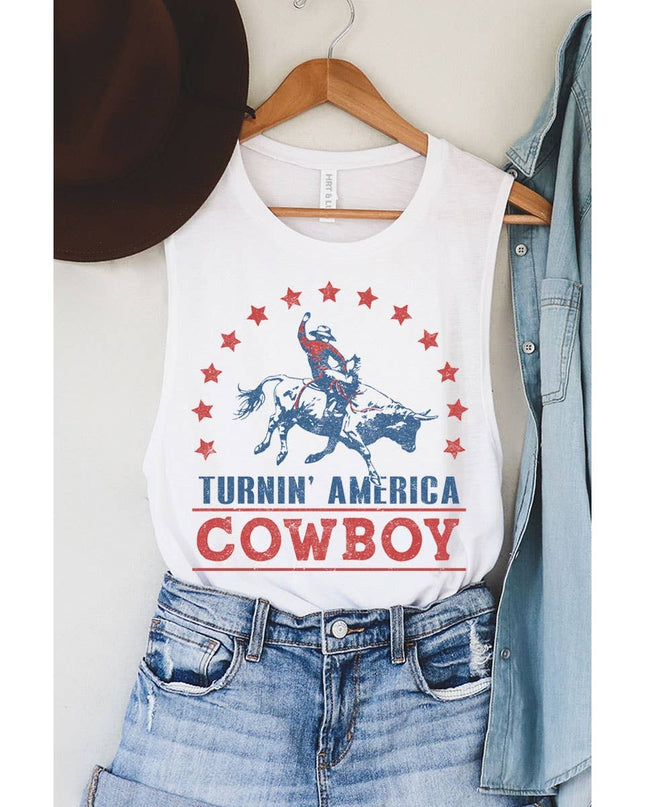 TURNIN AMERICA COWBOY GRAPHIC TANK TOP