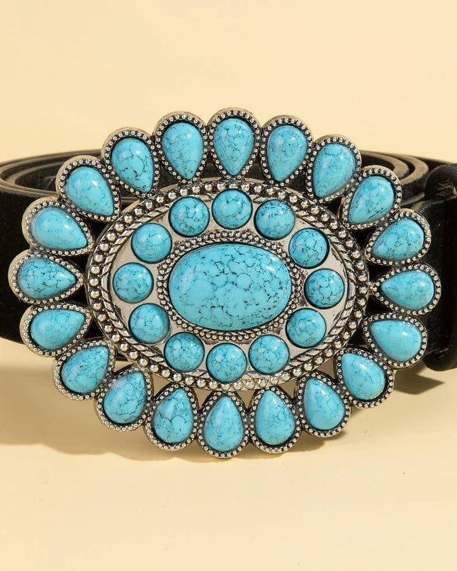Western Concho Turquoise Stone Buckle Belt