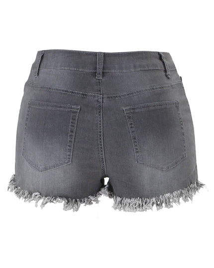 Luvamia Women's High-Rise Denim Raw Hem Ripped Shorts