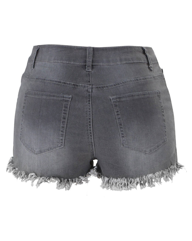 Luvamia Women's High-Rise Denim Raw Hem Ripped Shorts