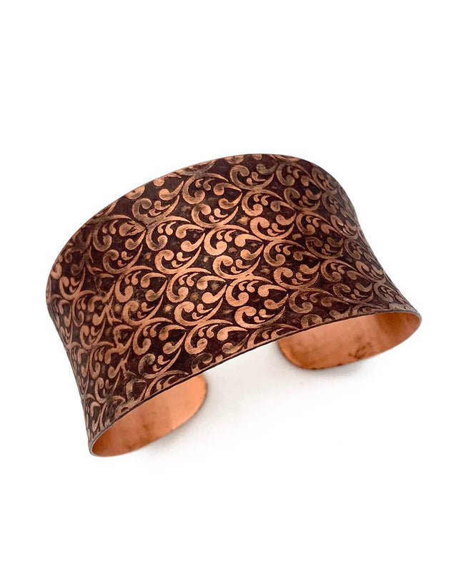 Copper Patina Bracelet - Brown Ornate Design