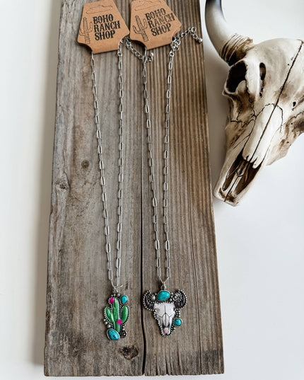 Western Pendant Necklace - Cactus | Steer 