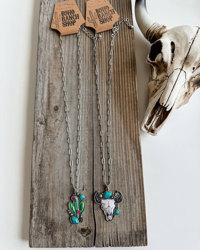 Western Pendant Necklace - Cactus | Steer 