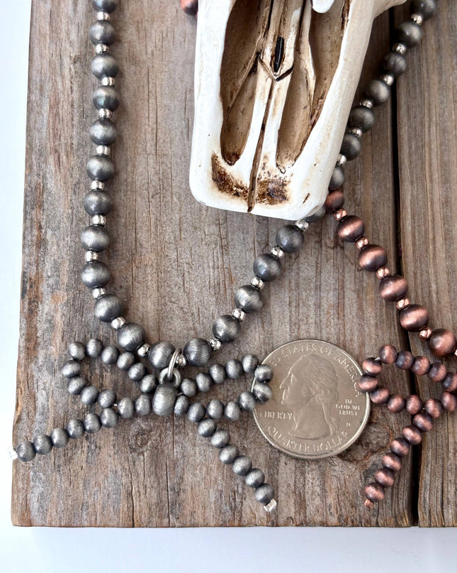 Navajo Style Pearl Bow Coquette Necklace