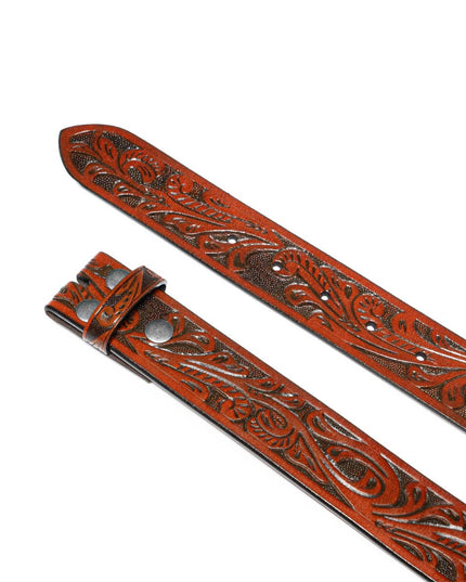Genuine Leather Men's Belt with Snap-On Strap without Buckle