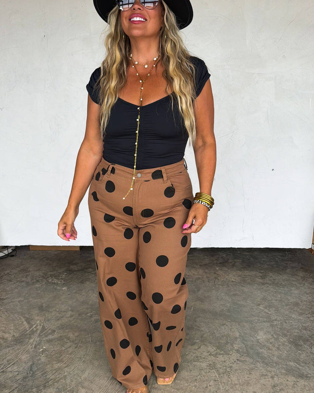 MOCHA DOT DENIM JEANS