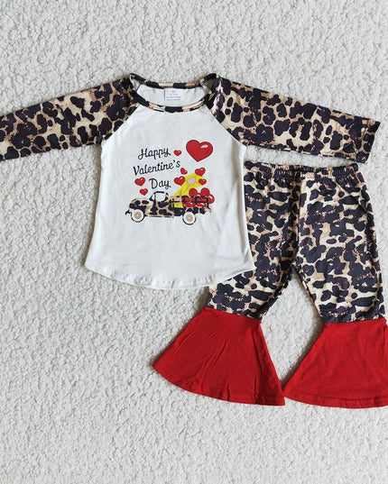 Baby Girls Happy Valentines day bell bottom pants sets