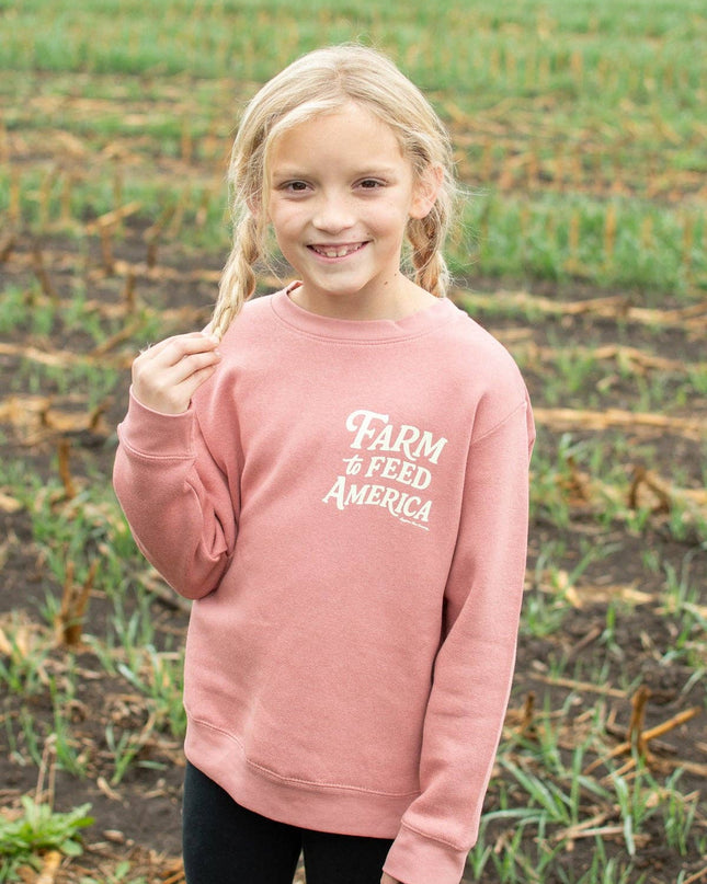 Western 'Farm to Feed America’ Pink Youth Graphic Crewneck