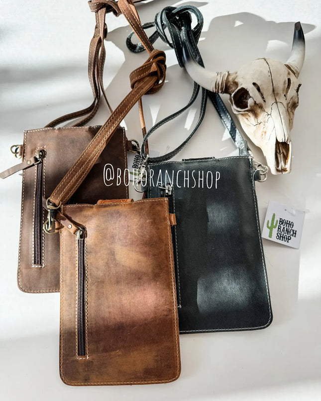 HAYDEE PHONE CROSSBODY mobile Western Tooled Leather Cowhide