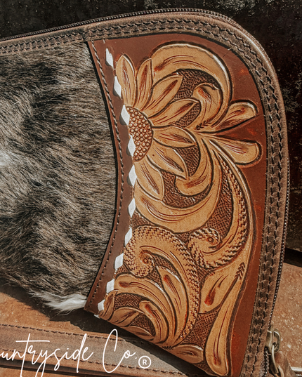 Handmade Tooled Leather and Cowhide Case
