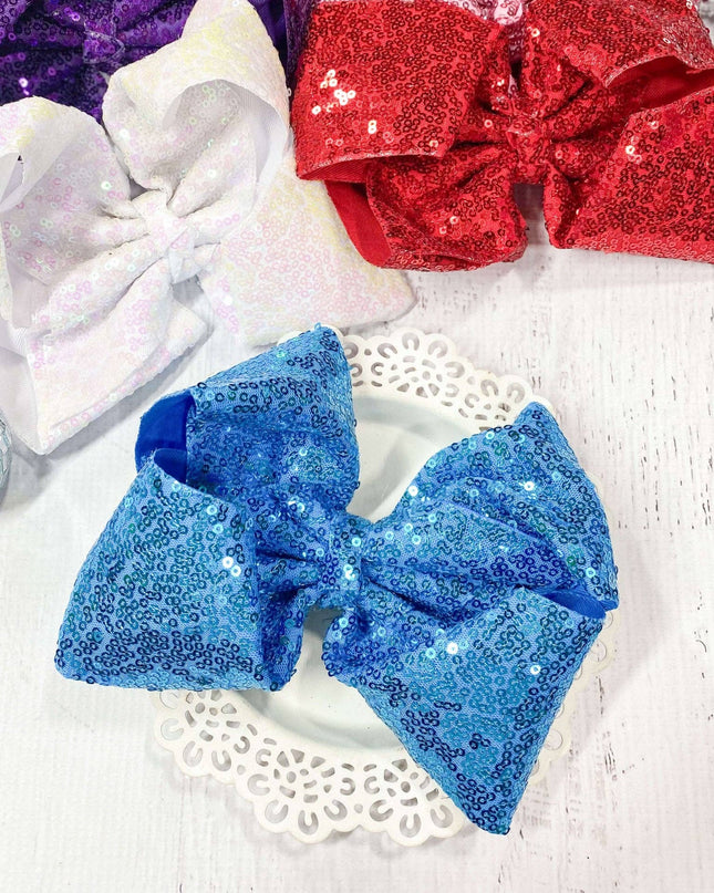 Sequin Texas Size Hair Bows - Alligator Clip - 6.5"