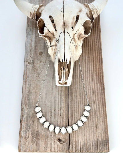Western Style Turquoise Stone Bar Pendant Chain Necklace
