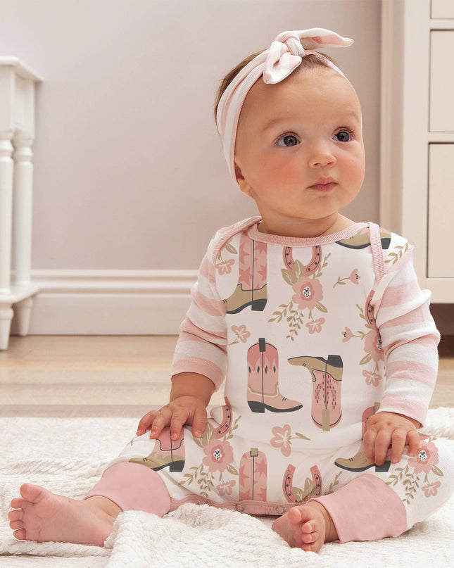 Western Cowgirl Boots Baby Cotton Romper
