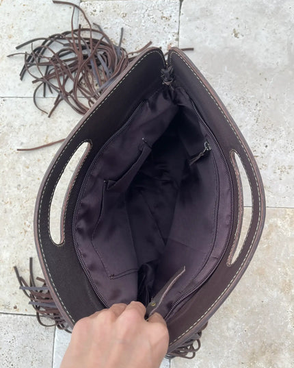 The Maggie Cowhide Leather Crossbody + Back zippered pockets