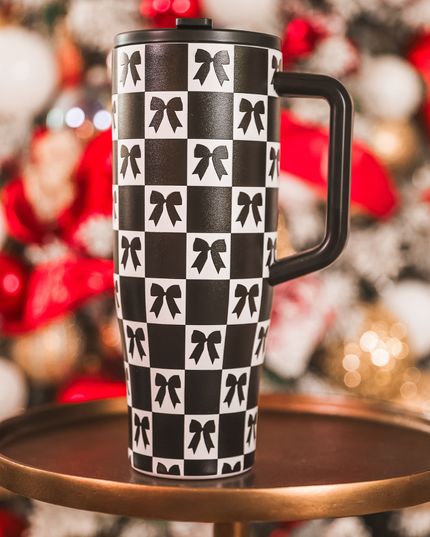 Bow Chic Checkered Sleek Tumbler