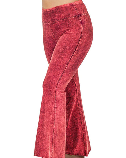 PLUS SIZE MINERAL WASHED HIGH WAIST RAW EDGE HEM PANTS