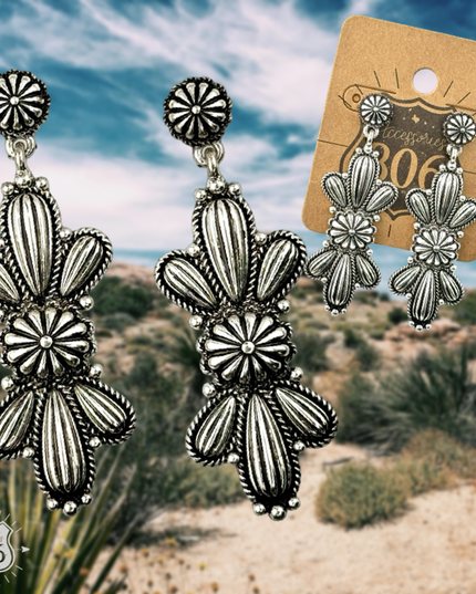 Western silver butterfly concho earring
