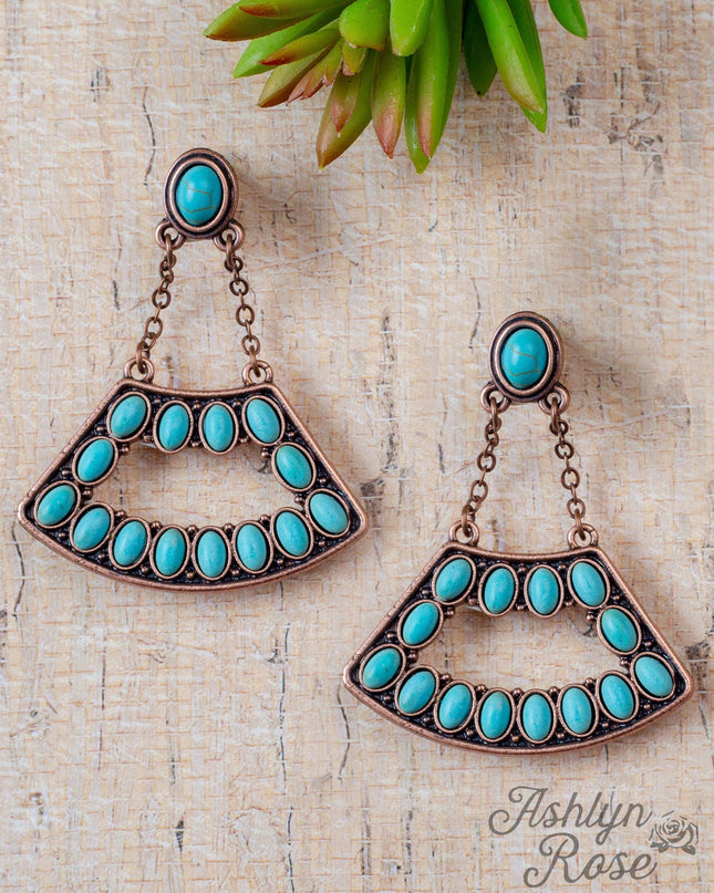 Hanging Onto A Dream Turquoise And Bronze Dangle Earrings