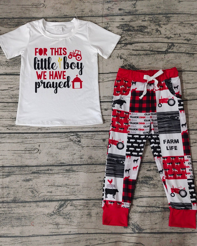 Baby Boys Farm Life Short Sleeve Tops Pants Clothes Sets