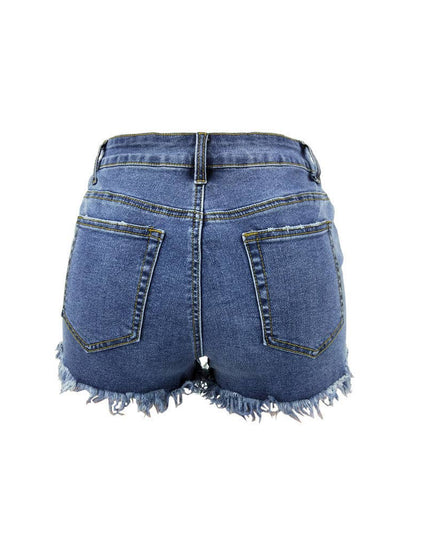 Luvamia Women's High-Rise Denim Raw Hem Ripped Shorts