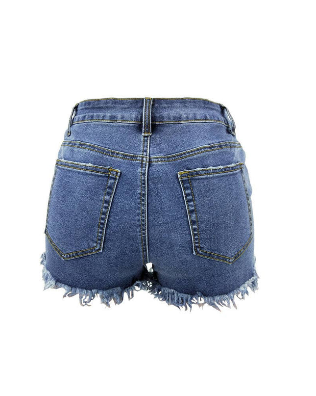 Luvamia Women's High-Rise Denim Raw Hem Ripped Shorts