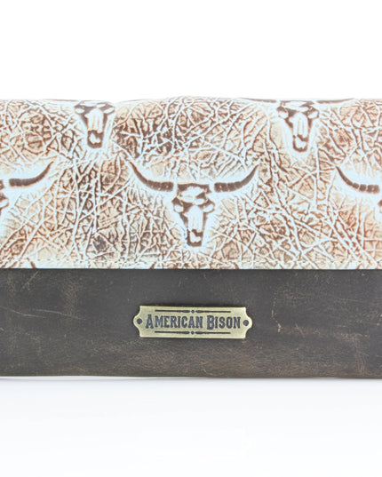Women’s Brown Turquoise Bison Clutch ABLW 18-2548