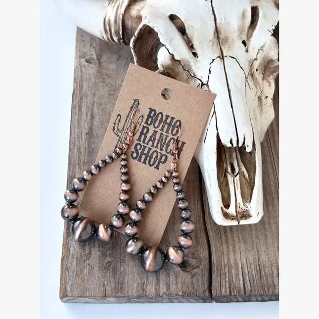 Western Style Navajo Pearl Teardrop Hoop Drop Earrings