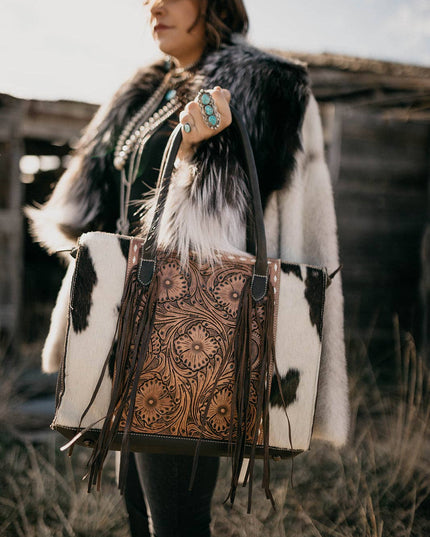 The Clementine cowhide leather tooled tote