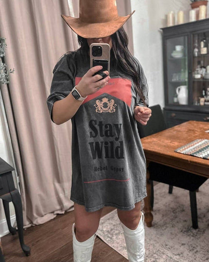 Charcoal Stay Wild T Shirt Dress