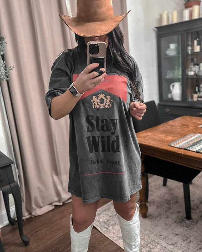 Charcoal Stay Wild T Shirt Dress