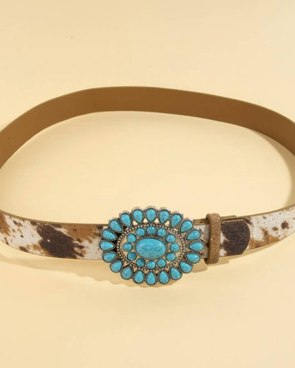 Western Concho Turquoise Stone Buckle Belt