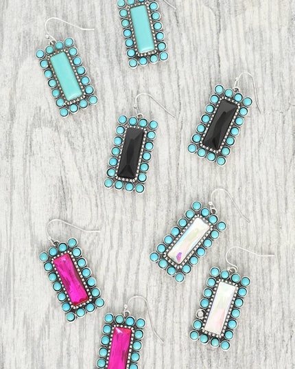Western Vertical Turquoise Bar Earrings