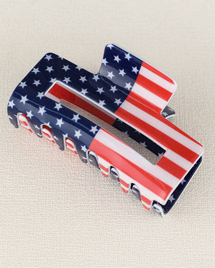 American Flag Print Square Claw Clip
