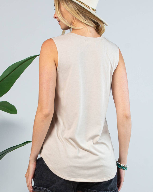 AV079-ALEX BOOT STITCH GRAPHIC SLEEVELESS TOP
