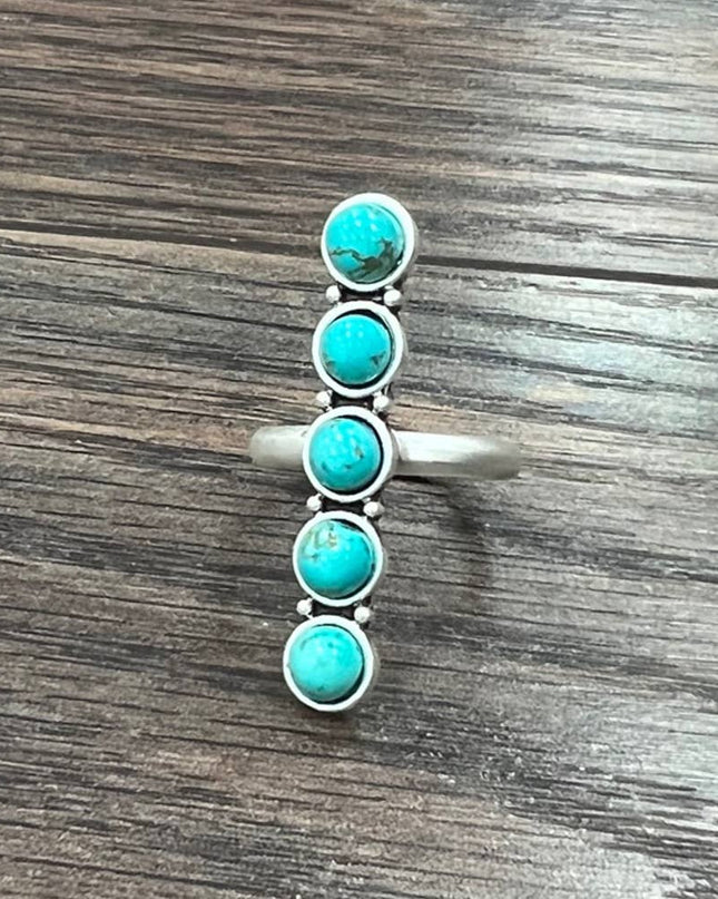 750430, 1.5" Turquoise, Brass Adjustable Ring