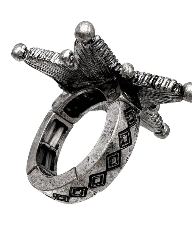 Large Star Turquoise Stone Western Stretch Ring