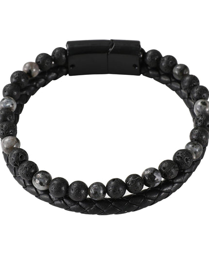 Lava Bracelet | Men's Natural Stone Leather Bracelet
