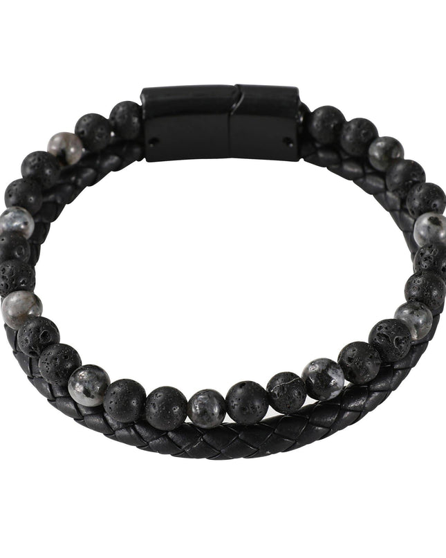 Lava Bracelet | Men's Natural Stone Leather Bracelet