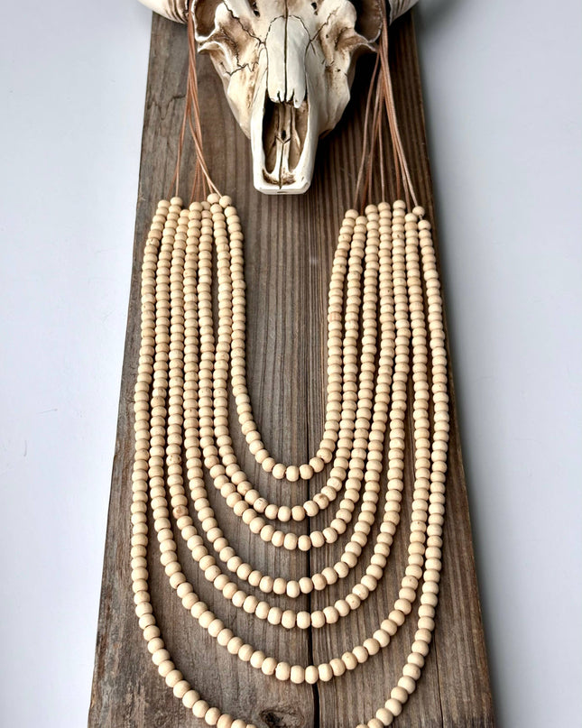 Multi Strand Wood Bead Boho Necklace
