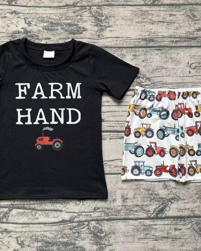 Baby Boys Farm Hand Short Sleeve Shirt Tractors Shorts Clothes Sets