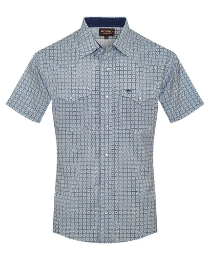 Men's Western Pearl Snap Aztec Print Shirt-MPS110S-1139