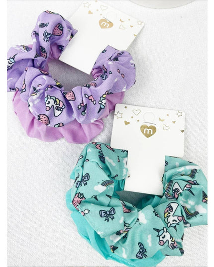 Unicorn Printed Kids Scunchie Set