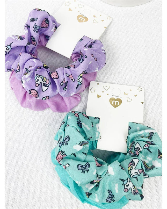 Unicorn Printed Kids Scunchie Set