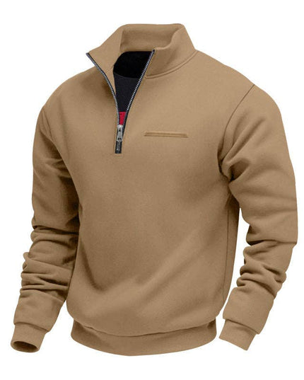Half Zipper Loose Stand Collar Men Pullover Hoodie