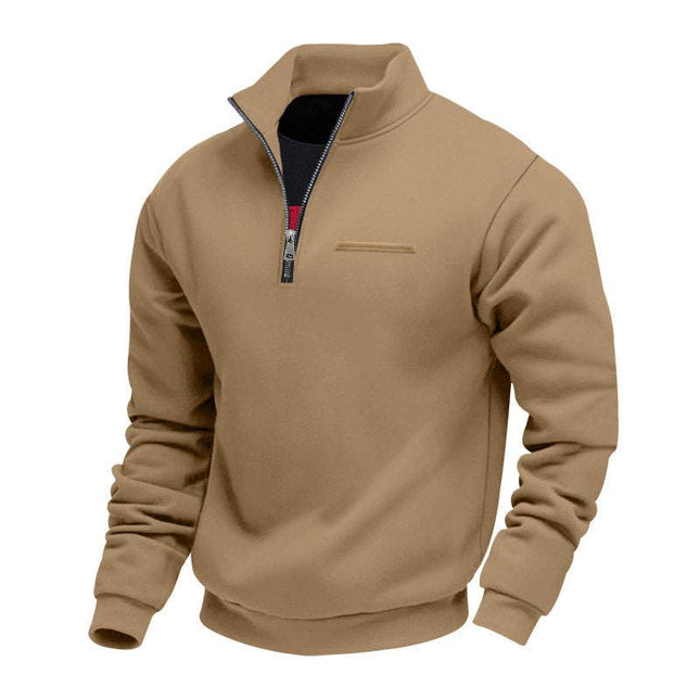 Half Zipper Loose Stand Collar Men Pullover Hoodie