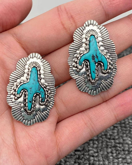 Western Style Cactus Turquoise Vintage Post Earrings - WJ