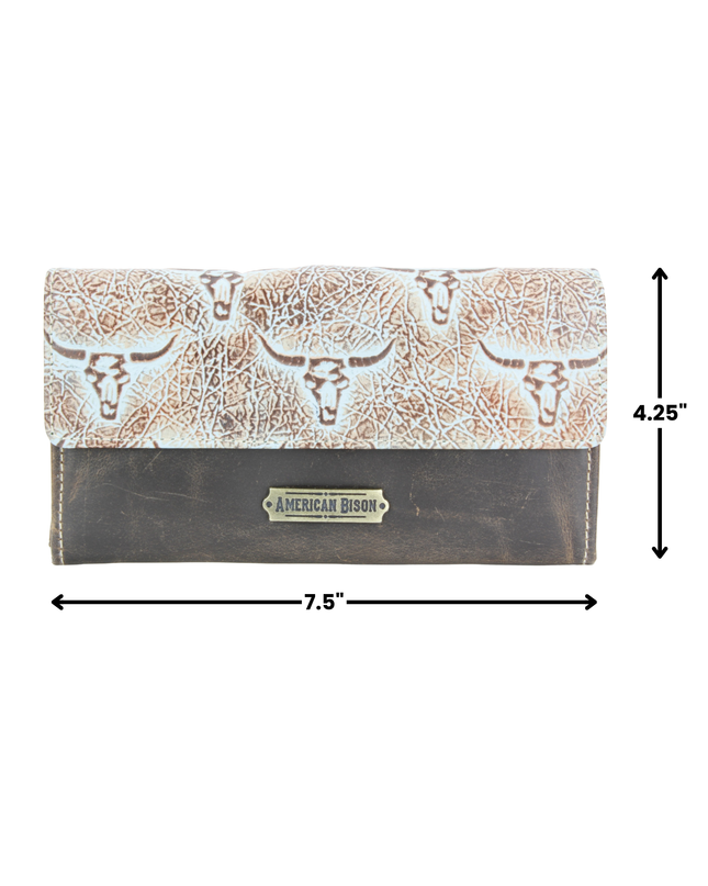 Women’s Brown Turquoise Bison Clutch ABLW 18-2548