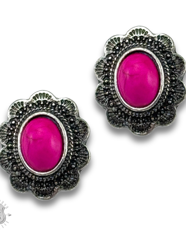 Western mini concho post earring