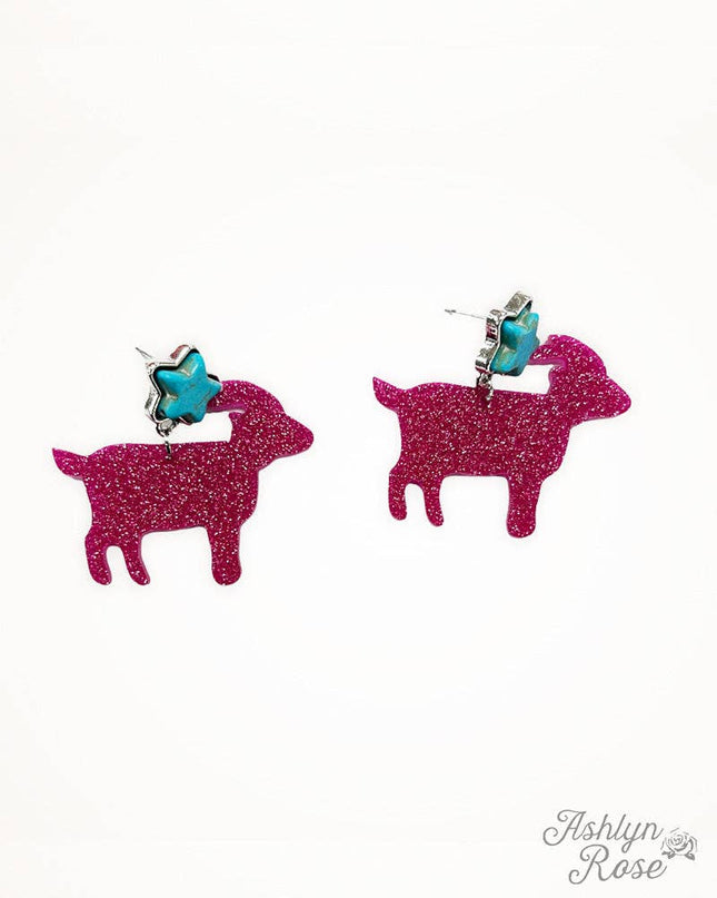 Acrylic Lamb Drop Earrings in Pink